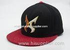 Black And Red Flexfit 100% Cotton Baseball Hats , Hip Hop Snapback Caps