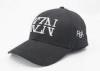 Fashion 3D Embroidery Fitted Baseball Caps Black , Cotton Twill Hat