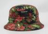 Flower Printed Fishing Bucket Hat Cotton With Woven Patch Washing Label