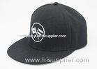 Customized Large Visor Snapback Baseball Caps Black With White Logo