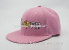 58cm Pink Embroidered Snapback Baseball Cap Flat For Spring / Autumn