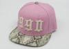 Party Adjustable Flat Brim Baseball Hat Embroidery Pink With Leopard Brim