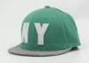 Green Kids Cotton Snapback Baseball Short Bill Caps With Flat Short Brim , NY Logo
