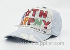Printed Washed Soft Cotton Baseball Caps For Children / Kids , Blue With White