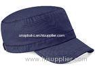 Blank Cotton Army Cap Blue With Metal Buckle , Men Army Hat 22 Inch