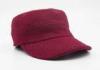 Dark Red Brush Cotton Military Cap Flexible Stretch Back Closure Fashionable