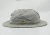 Gray Cotton Fisherman Bucket Hat With Metal Emblem Logo , Mesh Inner Lining