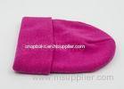 Pink Flexible Cotton Blend Knitted Winter Beanie Hats Adjustable For Women / Girl