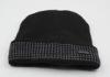 Adults Black Winter Men Beanie Hats Cotton Knitted For Sports 58 CM
