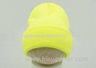 Acrylic Winter Fluorescence Green Beanie Hats Knitted Super Elastic