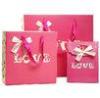 Pink Cutom Color Printing Paper Gift Bags , Recycled Paper Shopping Bags
