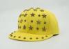 Fashion Flat Bill Yellow Snapback Caps Youth With Metal Star Emblem