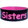 Wide Black Silicone Wristband Bracelet For Sisters Gift / Silicone Rubber Wristband