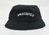 Raised Embroidery Black Fisherman Bucket Hat / Cap Cotton 22.8 Inch