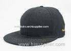 100% Acrylic Full Black Plain Baseball Caps Woven Label , Baseball Team Hats