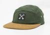 Military Style 100% Cotton Hat Flat Bill With Weave Patch Logo , Plastic Buckle