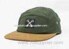 Military Style 100% Cotton Hat Flat Bill With Weave Patch Logo , Plastic Buckle