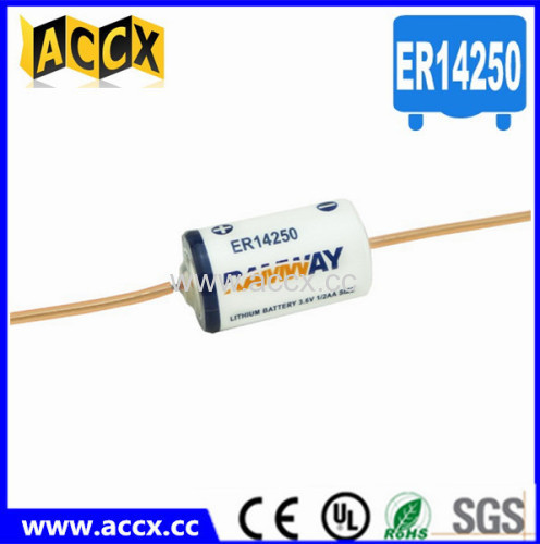 3.6V 1200mAh lithium battery 1/2AA 14250