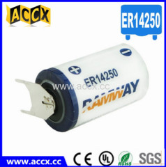 ER14250 3.6v li battery 1200mAh with pins with 10-15 years self life