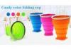 Travel camping Eco - friendly collapsible silicone cup With Stainless Steel Opening