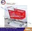 Custom Red Plastic Grocery Store Shopping Carts With Four Wheels 180L