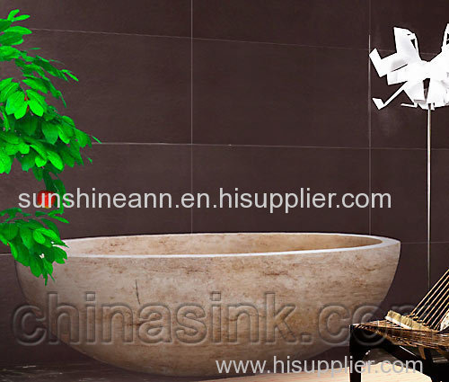 Beige Travertine Indoor Bathtub