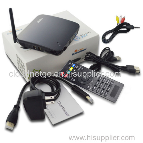 Cloudnetgo rockchip RK3188 quad core set top box popular in European market full hd media player with webcam supportXBMC