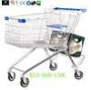 Low Carbon Steel Metal Shopping Cart With Wheels / Supermarket Shopping Trolleys