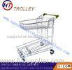 Flat Grocery Store Shopping Carts With Zinc + PP Handle , Shopping Trolleys On Wheels