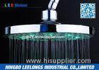 Chrome Green LED Rain Shower Head Water Saver Eco Friendly With Brass Ball