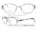 Large Oval Shape Lady Metal Optical Frames With Flex Temples , Gold / Gun