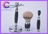 Black ebony shaving brush set with Mach 3 razor , silvertip brush and stand