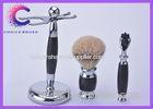 Black ebony shaving brush set with Mach 3 razor , silvertip brush and stand