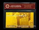 Authenticity COA NR Gorgeous 24k Gold Banknote 2 Sided 200 Euro Note