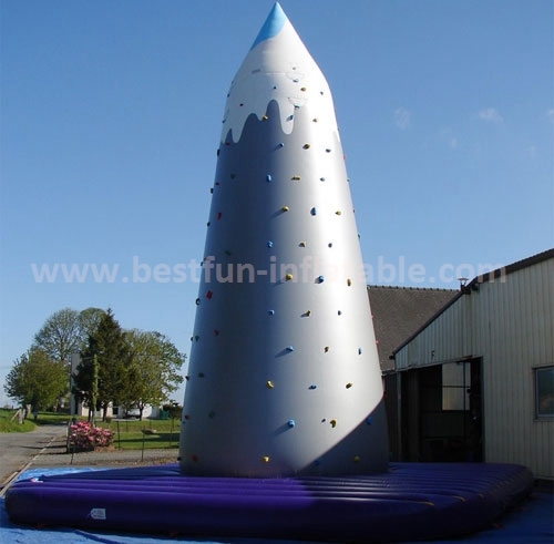 Grey rock inflatable climbing wall