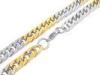 Two Tone Stainless Steel Chains Curb Cuban Link Chain Gold Silver With Lobster Claw Clasp