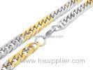 Two Tone Stainless Steel Chains Curb Cuban Link Chain Gold Silver With Lobster Claw Clasp
