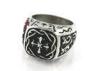 Unique Engraved Stainless Steel Masonic Rings With Magic Cross In Craved Lines