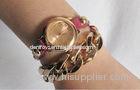 Golden Dial Lady Leather Wristband Watch Leisure Quartz Analog watch