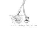 Fashion Girls Chain Stainless Steel Necklace Flower Shaped Pendant With Crystal
