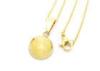 Sandblasted Circle Gold Ball Charm Pendant Chain Necklace Stainless Steel Jewelry