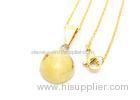 Sandblasted Circle Gold Ball Charm Pendant Chain Necklace Stainless Steel Jewelry