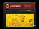 COA 20 Gold New Zealand Banknote Plated With Pure 99.9% 24K Gold