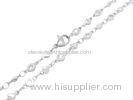 4mm Long Silver Stainless Steel NecklaceChain Flat Mini Round And Heart Link
