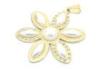 Gold Plated Girls Stainless Steel Pendants With Lucky Flower And Pearls Petals