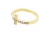 Gold Plated Mini Stainless Steel Rings for Women With Clear Crystals