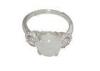 Antique Round Egg White Jade 925 Sterling Silver Leaf Ring For Anniversary