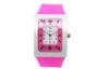 Rectangle Pink Silicone Wristband Watch shcok proof Girls Analog Watch