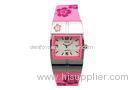 Plum Flower Pink Fashion Lady Silicone Wristbands Watch , Water resistant watch