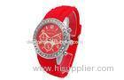 Red Silicone Wristband Watch Womens Japan Movt Quartz Analog Watch